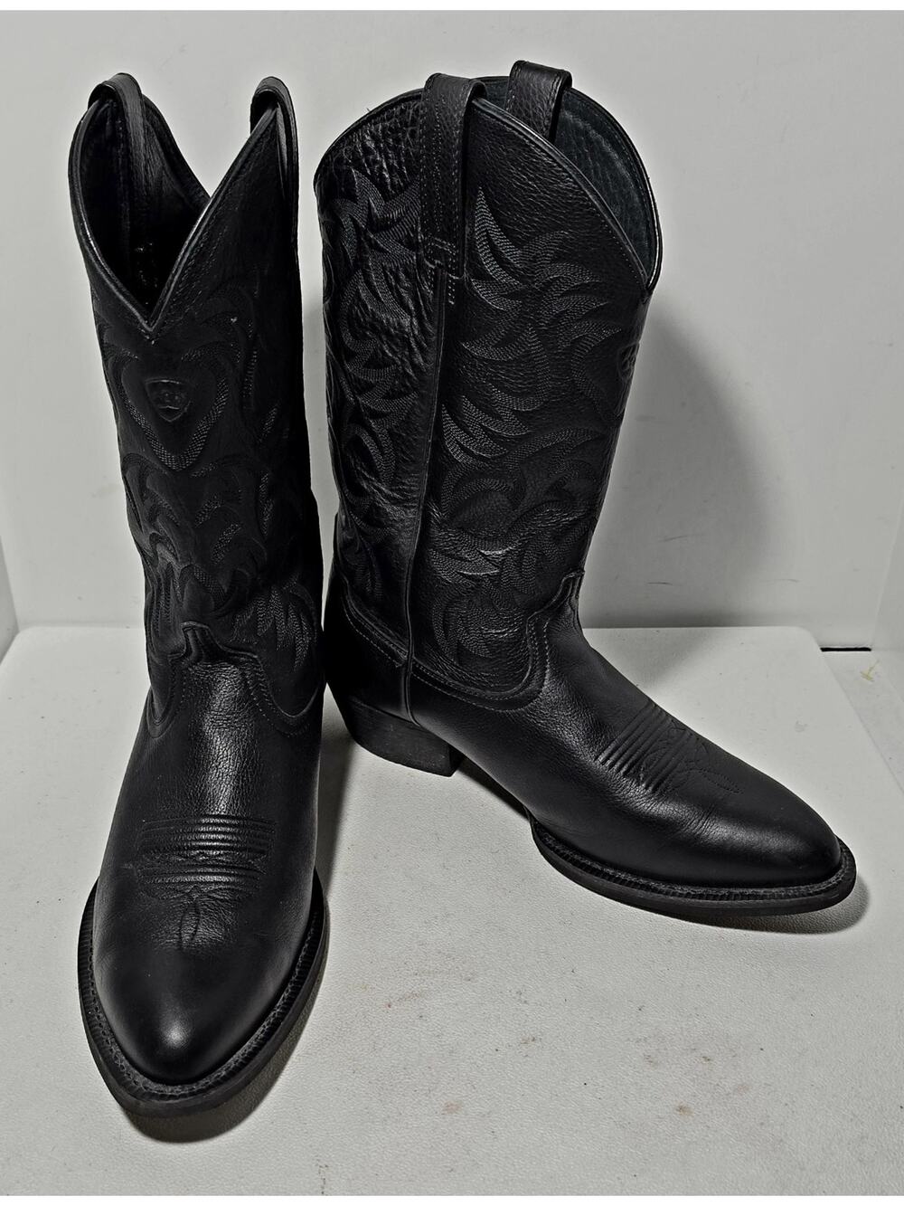 Ariat Heritage Men's Western R-Toe Black Leather Cowboy Boots Size 12 D